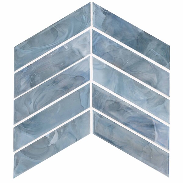 Msi Blue Shimmer SAMPLE Chevron Glass Mosaic Wall Tile ZOR-MD-0392-SAM - main